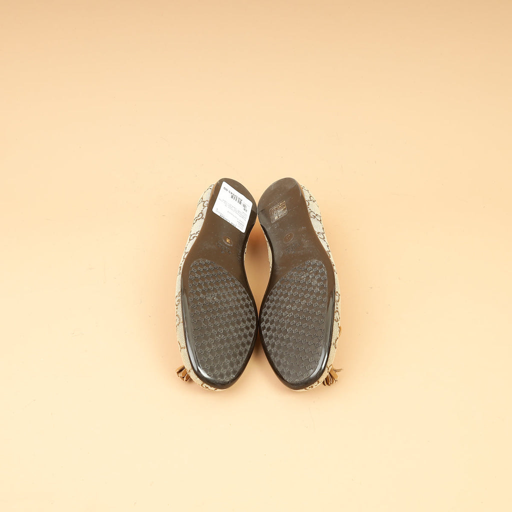 Gucci Bicolor GG Bamboo Tassel Bow Ballerina Flats 38