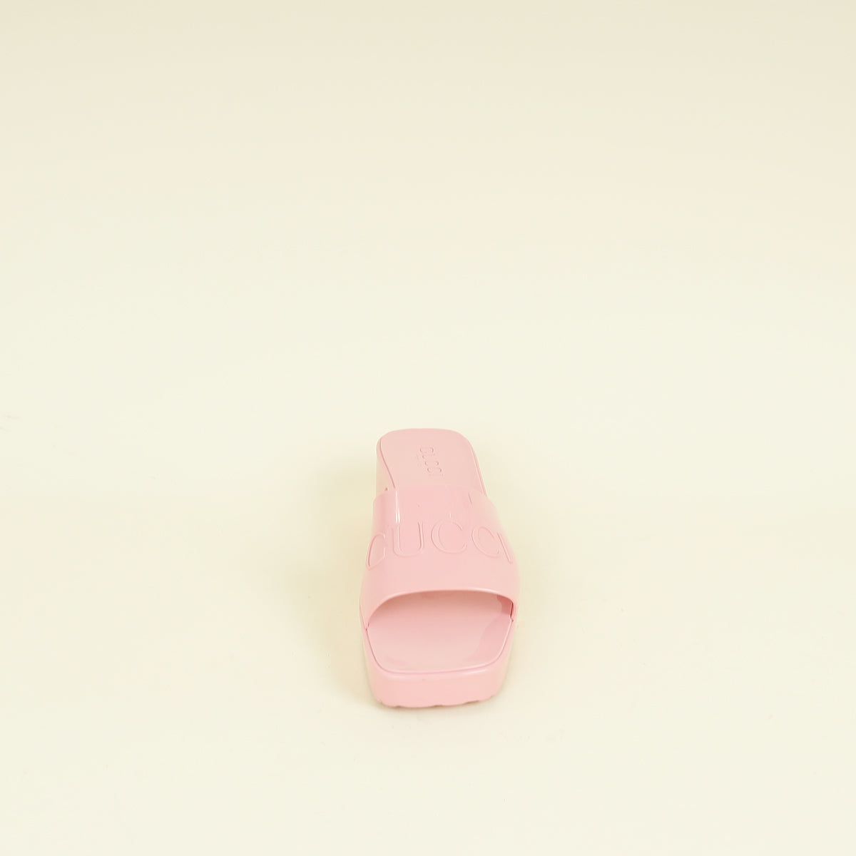 Gucci Pink Logo Rubber Slide Sandal 38