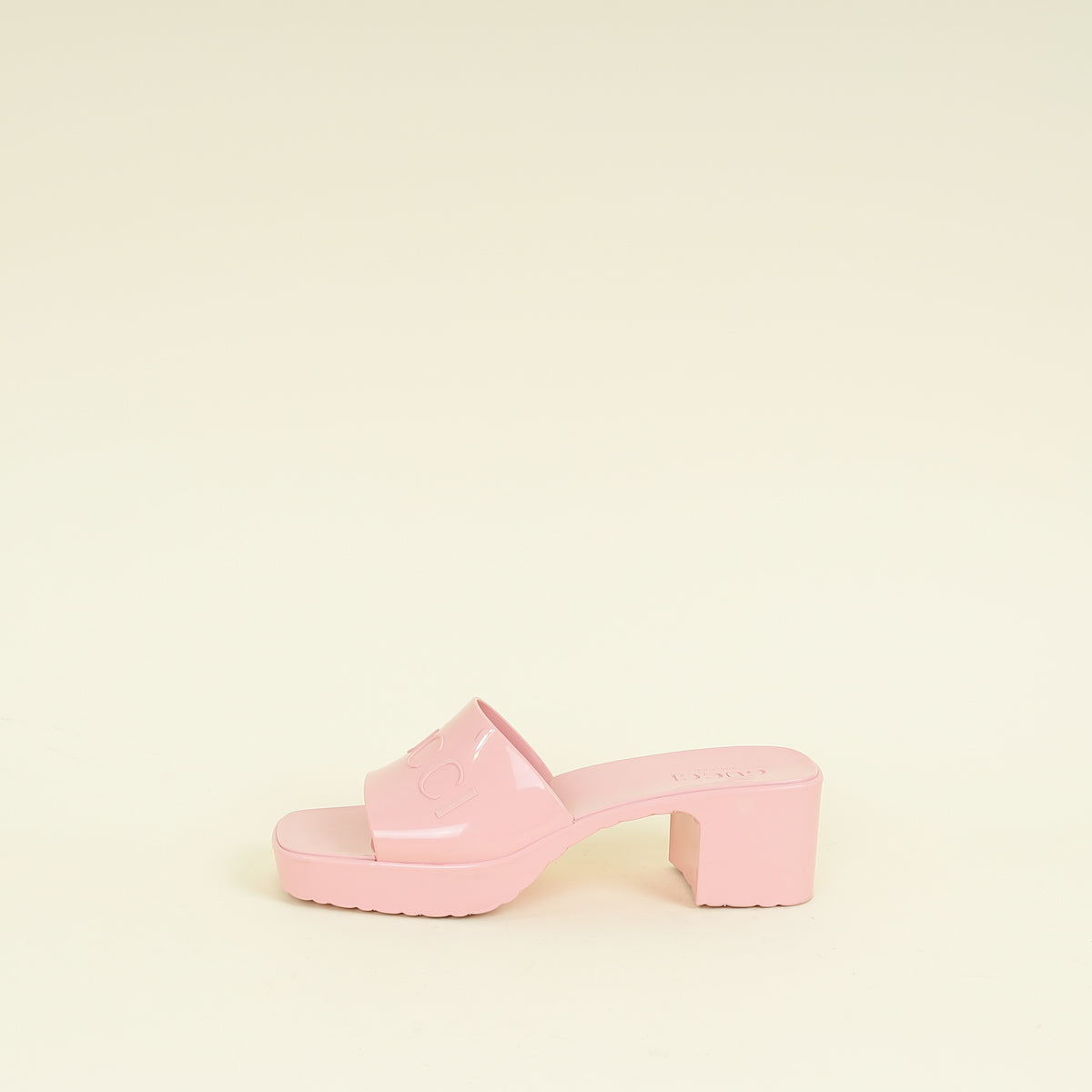 Gucci Pink Logo Rubber Slide Sandal 38