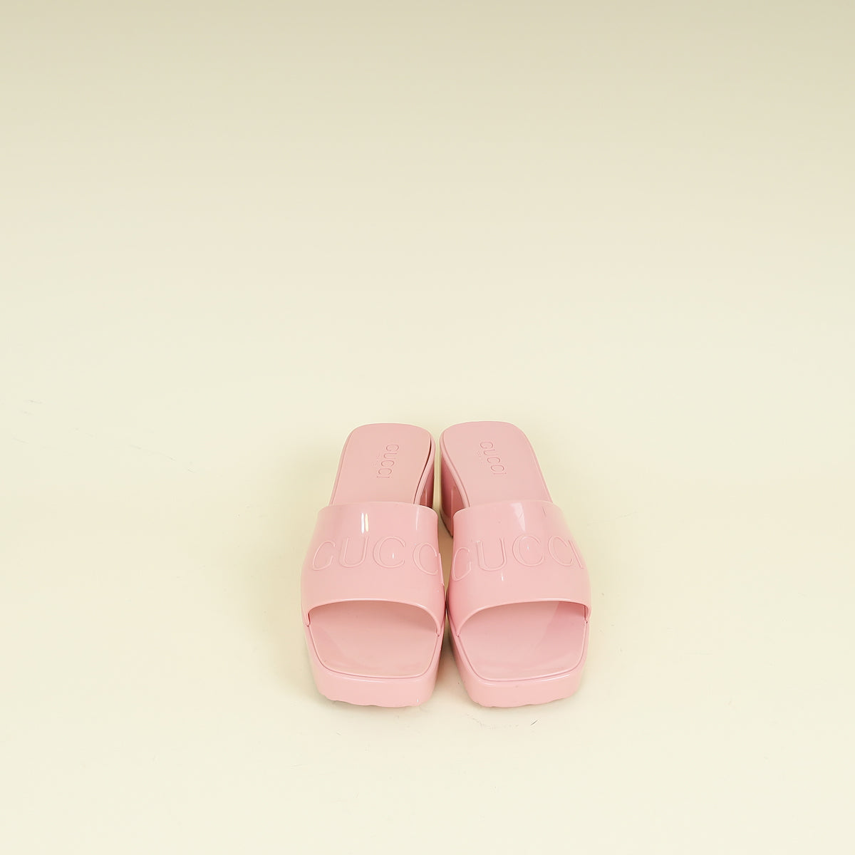 Gucci Pink Logo Rubber Slide Sandal 38