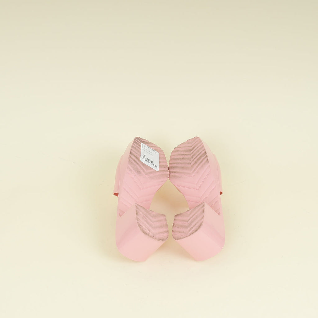 Gucci Pink Logo Rubber Slide Sandal 38