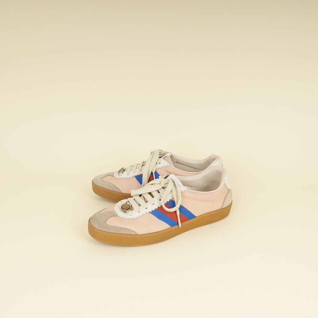 Gucci Oatmeal Soft Rose G74 Web Sneaker 38