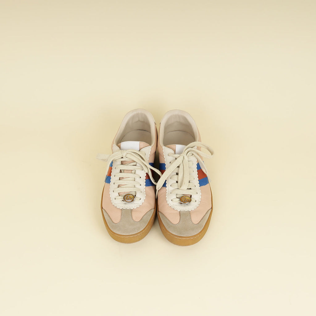 Gucci Oatmeal Soft Rose G74 Web Sneaker 38