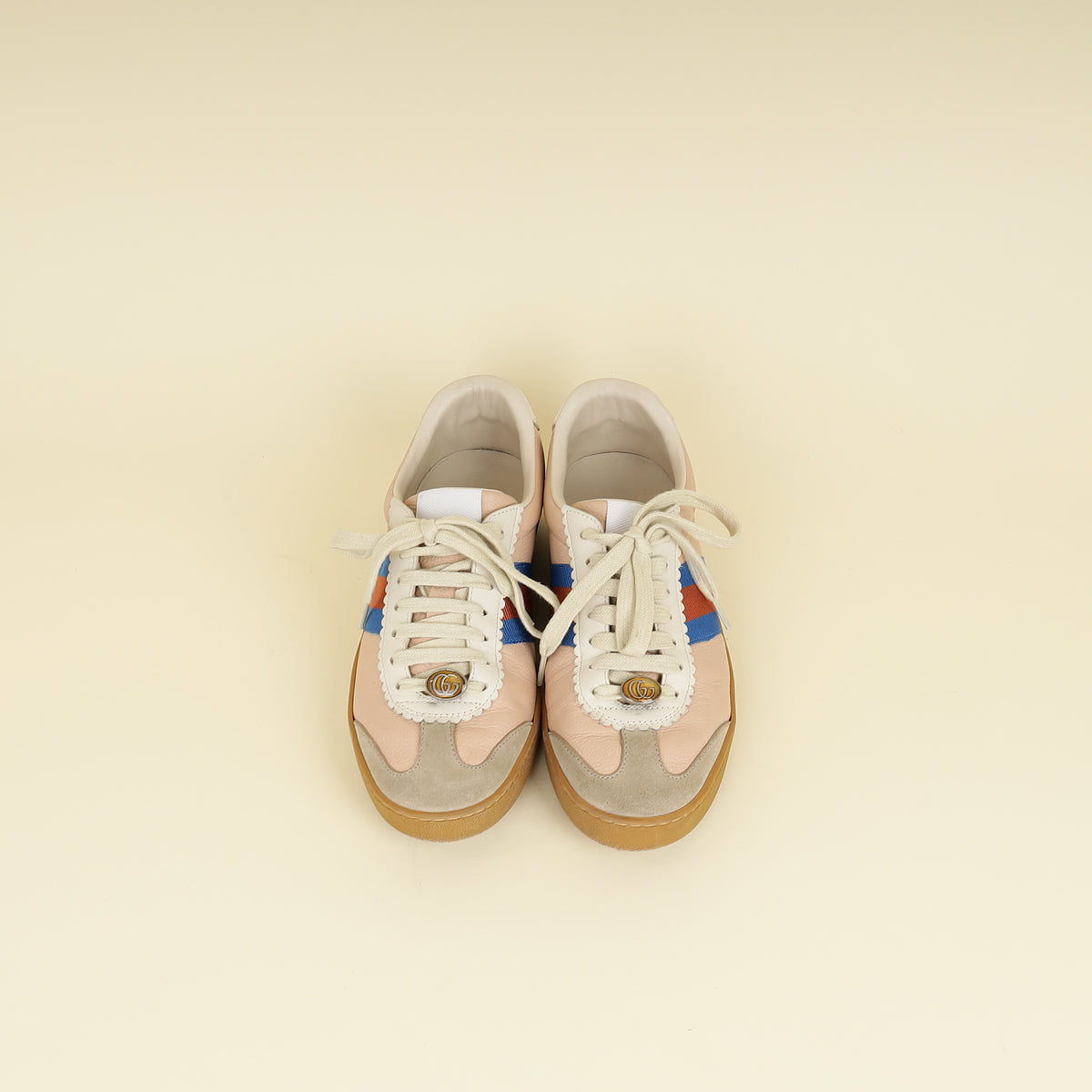 Gucci Oatmeal Soft Rose G74 Web Sneaker 38