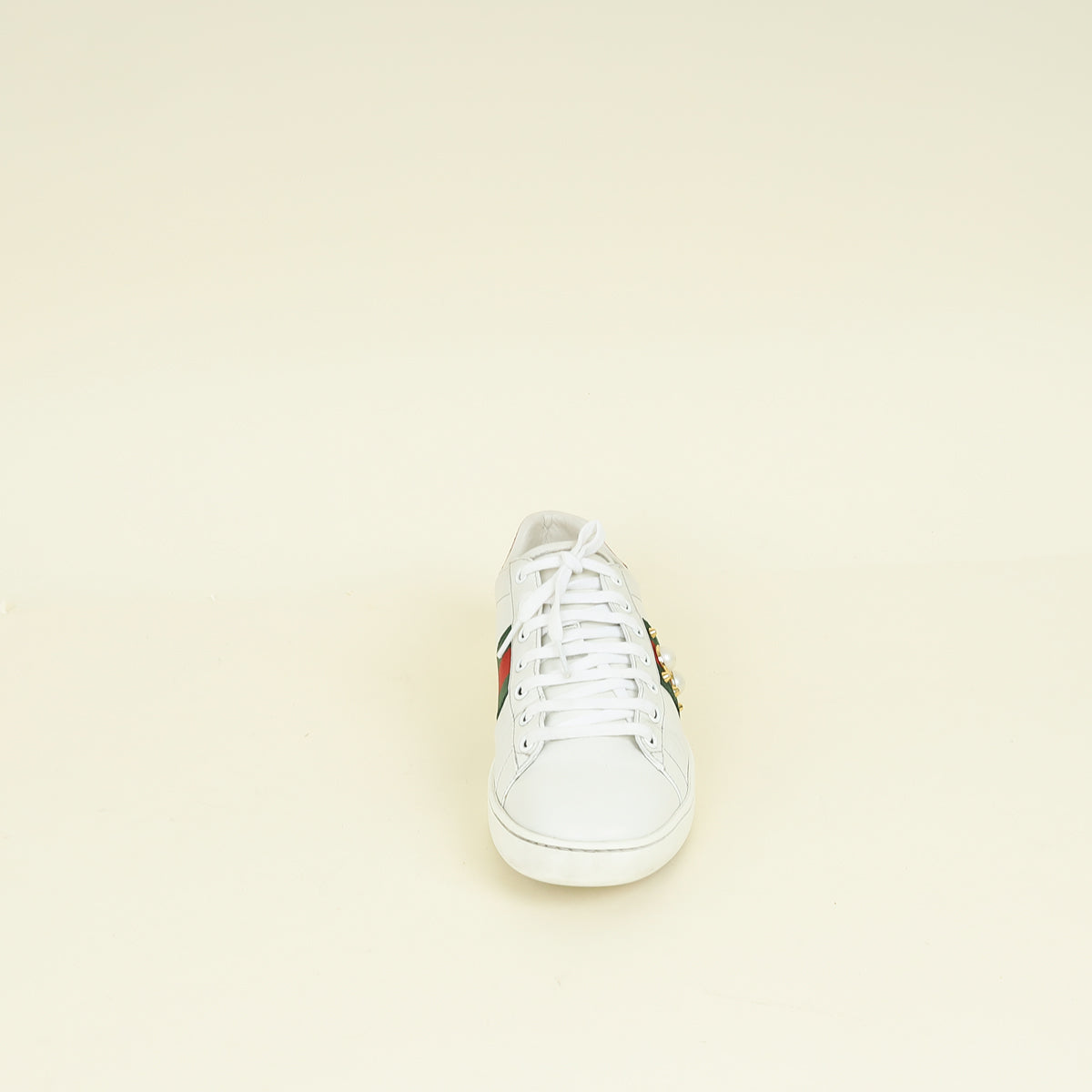 Gucci White Pearl Spike Ace Sneakers 38