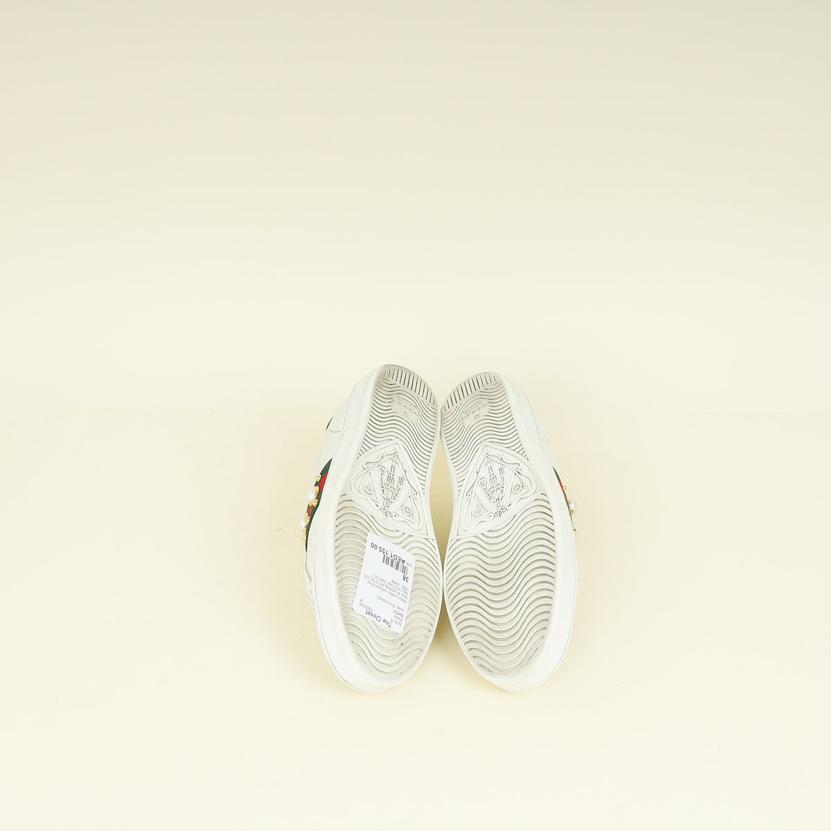 Gucci White Pearl Spike Ace Sneakers 38