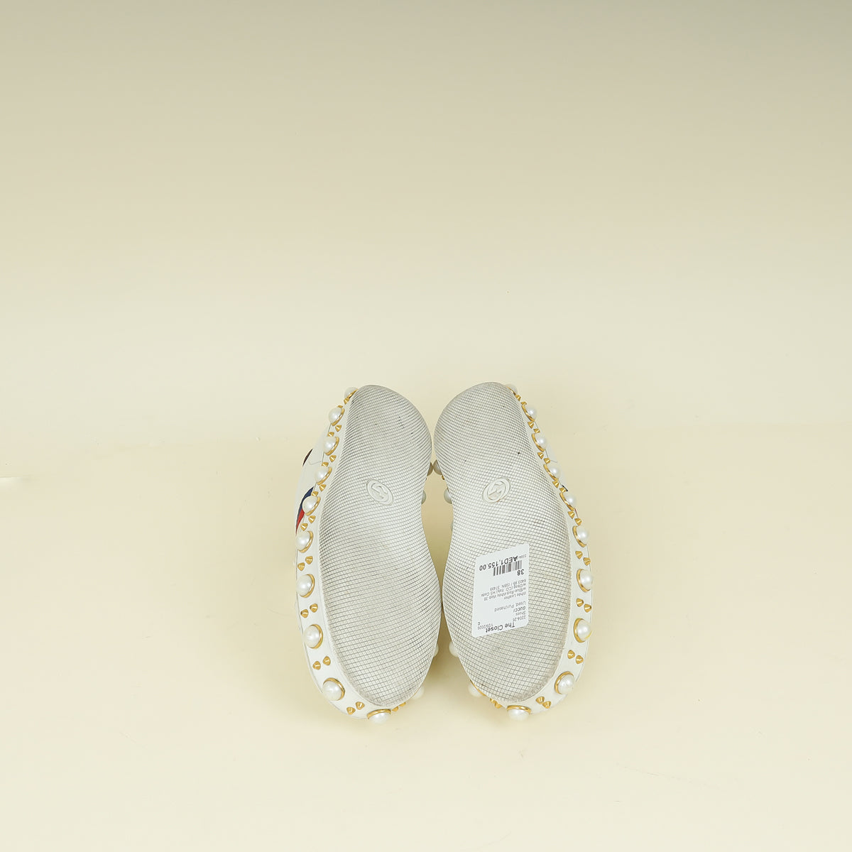 Gucci White Pearl Studded Ace Sneakers 38