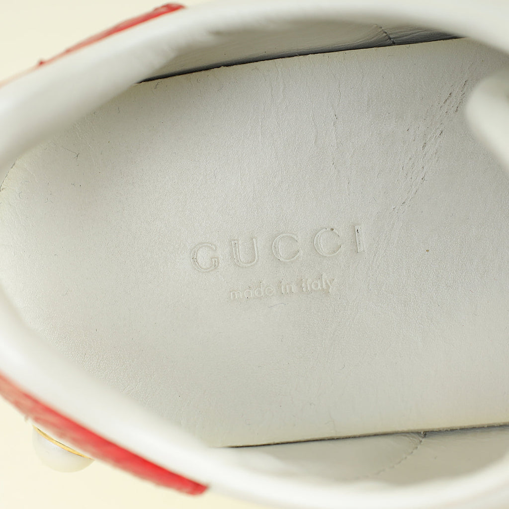 Gucci White Pearl Studded Ace Sneakers 38