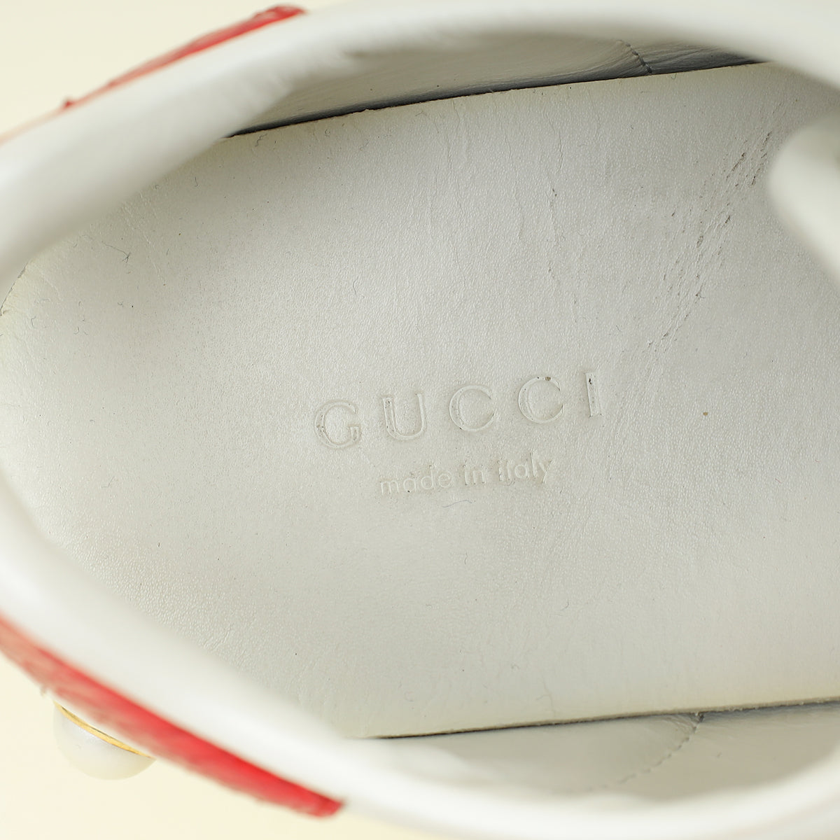 Gucci White Pearl Studded Ace Sneakers 38