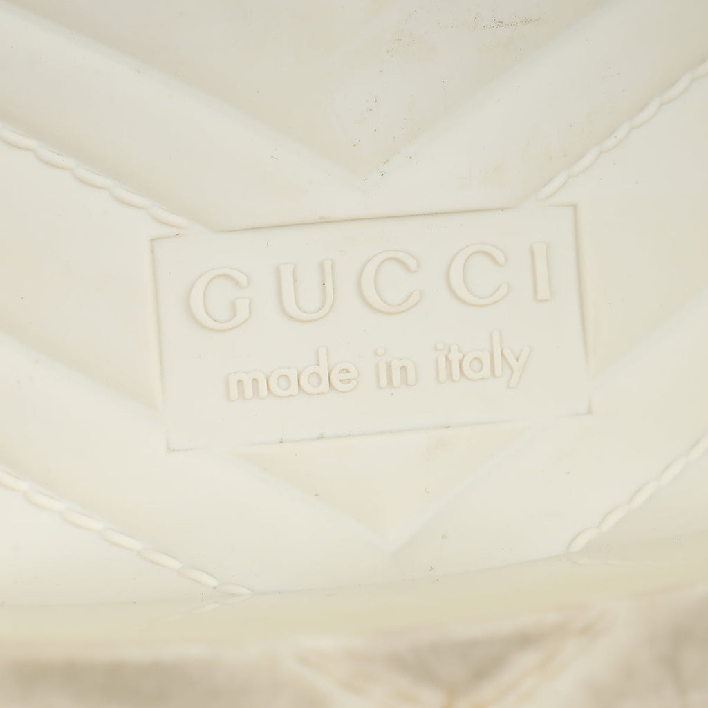Gucci Ivory White Logo Rubber Slide Sandal 38