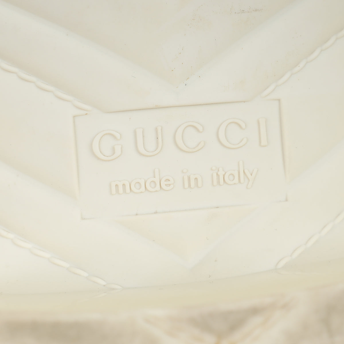 Gucci Ivory White Logo Rubber Slide Sandal 38