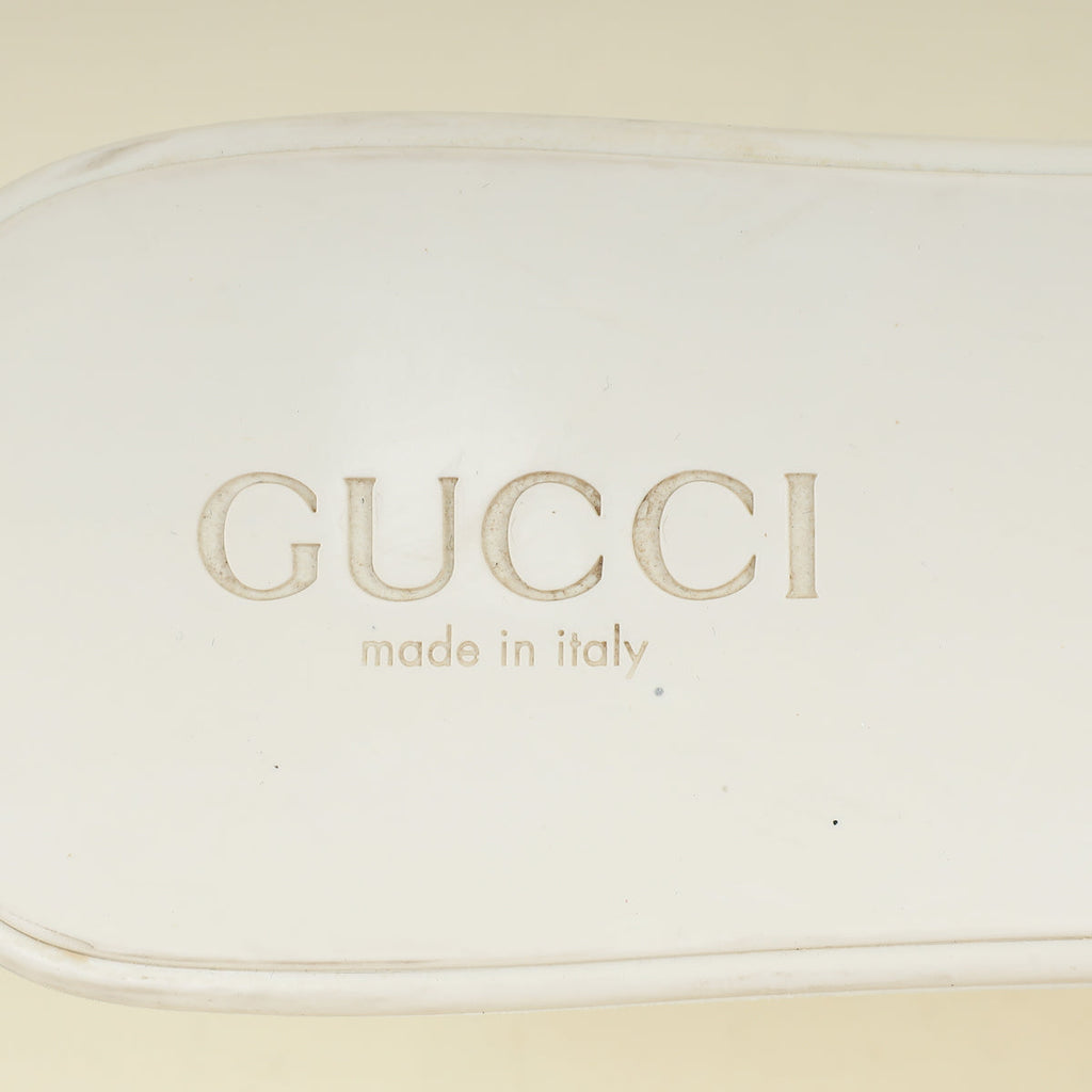 Gucci Ivory White Logo Rubber Slide Sandal 38