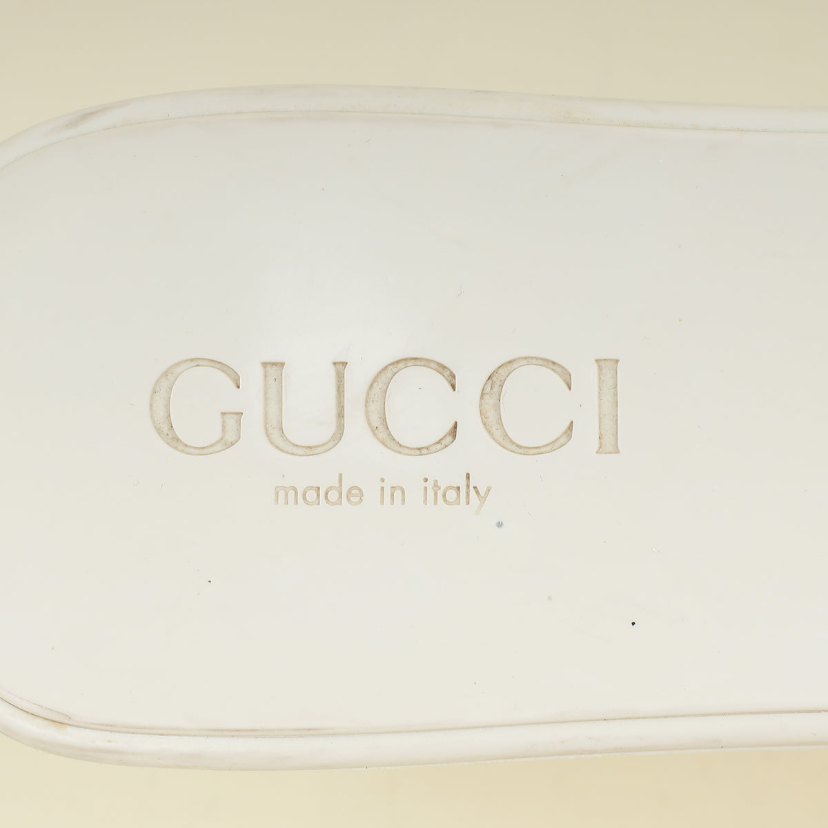 Gucci Ivory White Logo Rubber Slide Sandal 38