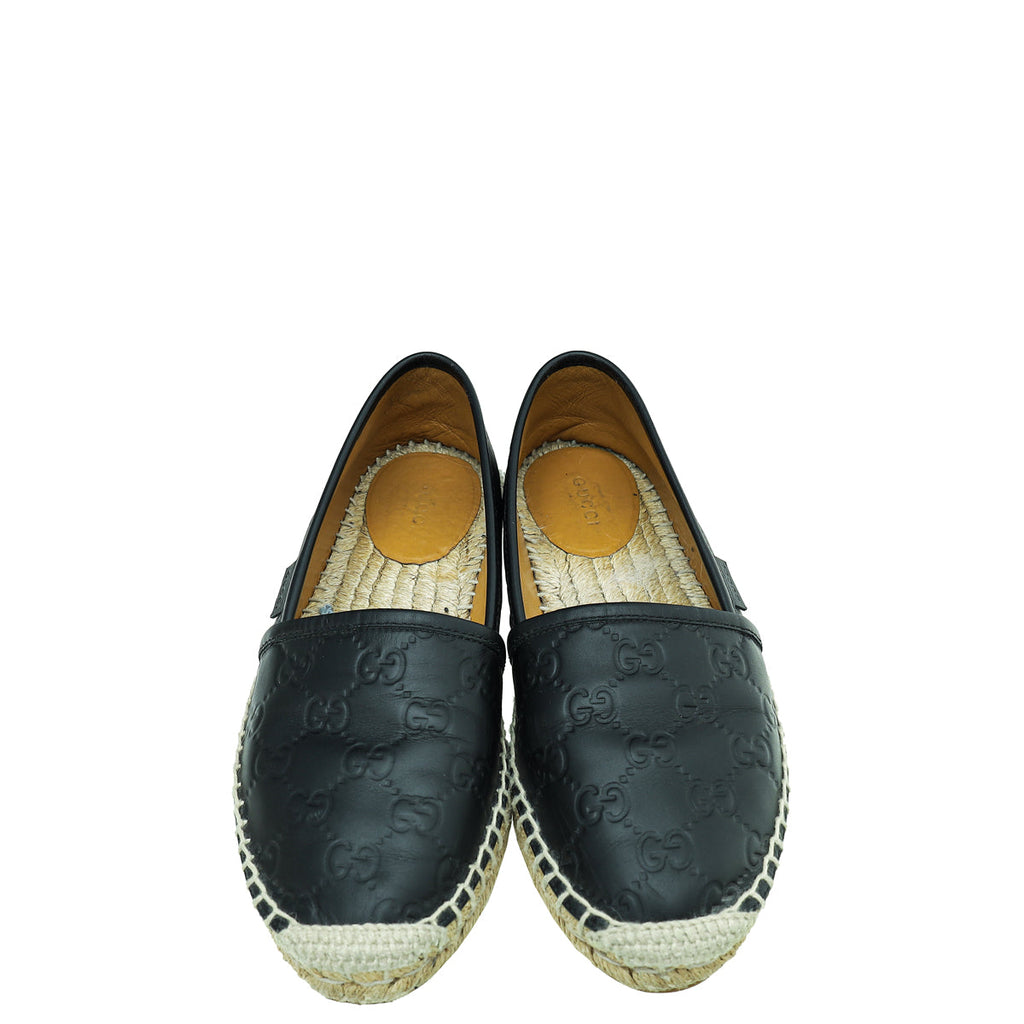 Gucci Black Guccissima Espadrille Flats 36