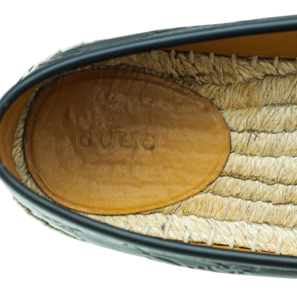 Gucci Black Guccissima Espadrille Flats 36