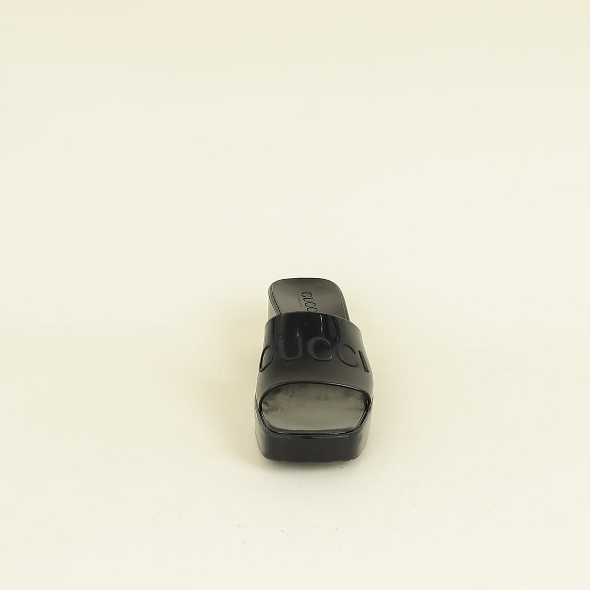 Gucci Black Logo Rubber Slide Sandal 38