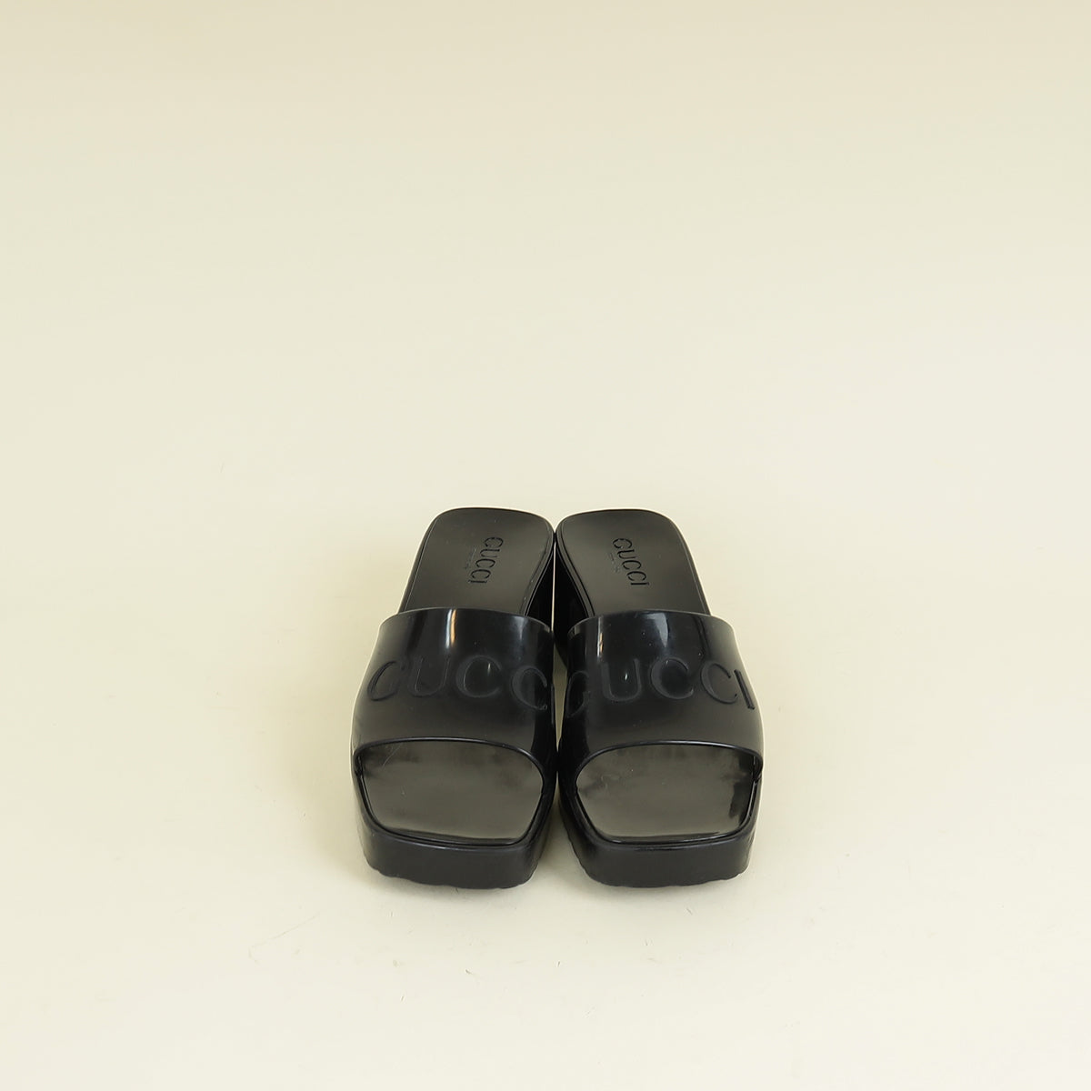 Gucci Black Logo Rubber Slide Sandal 38