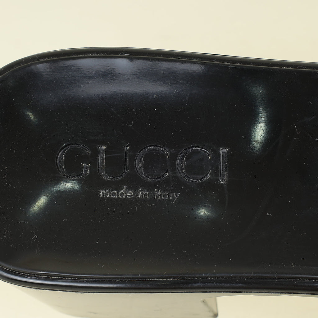 Gucci Black Logo Rubber Slide Sandal 38