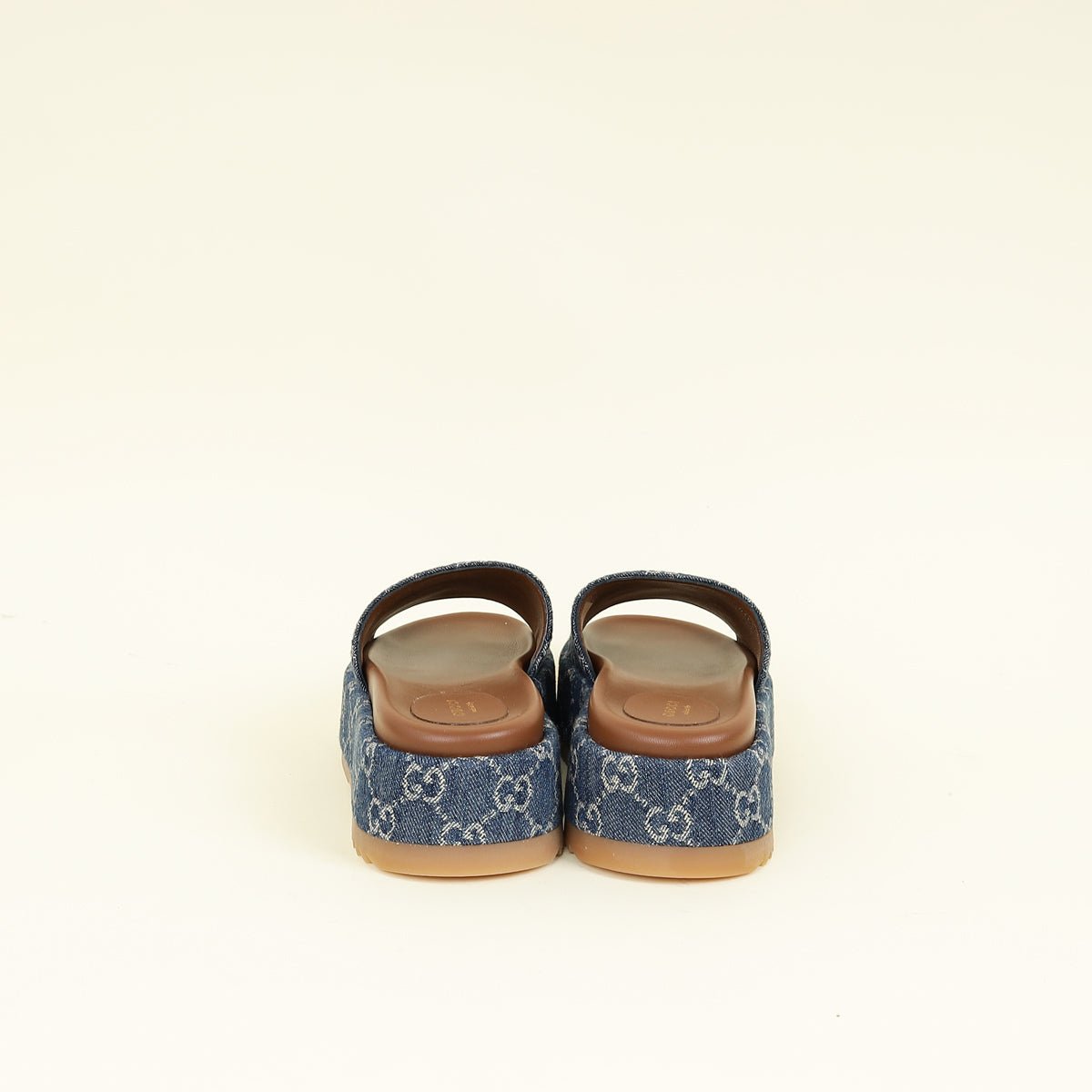Gucci Blue Denim Platform Slide Sandals 38