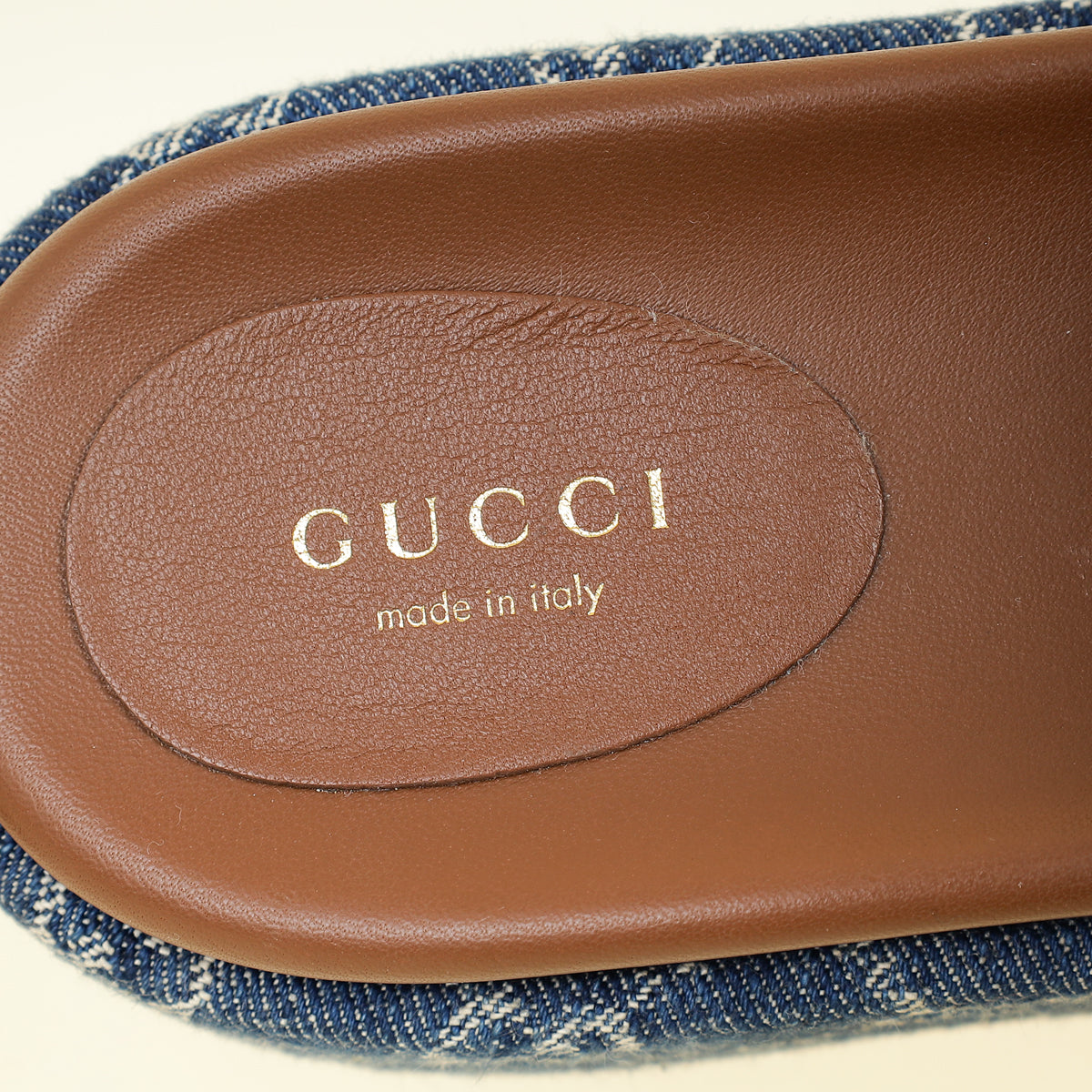 Gucci Blue Denim Platform Slide Sandals 38