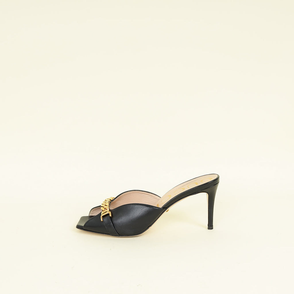 Gucci Black Sylvie Chain Mules 38