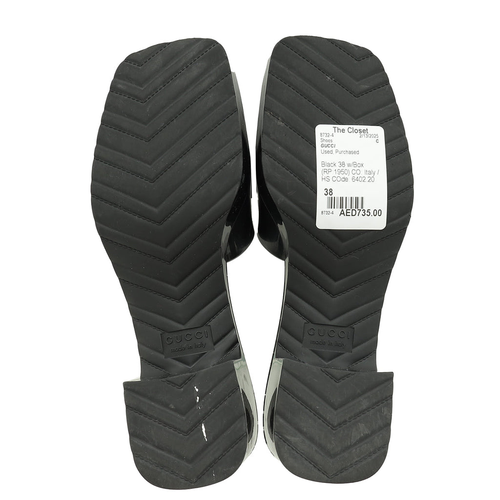 Gucci Black Logo Slide Rubber Sandals 38