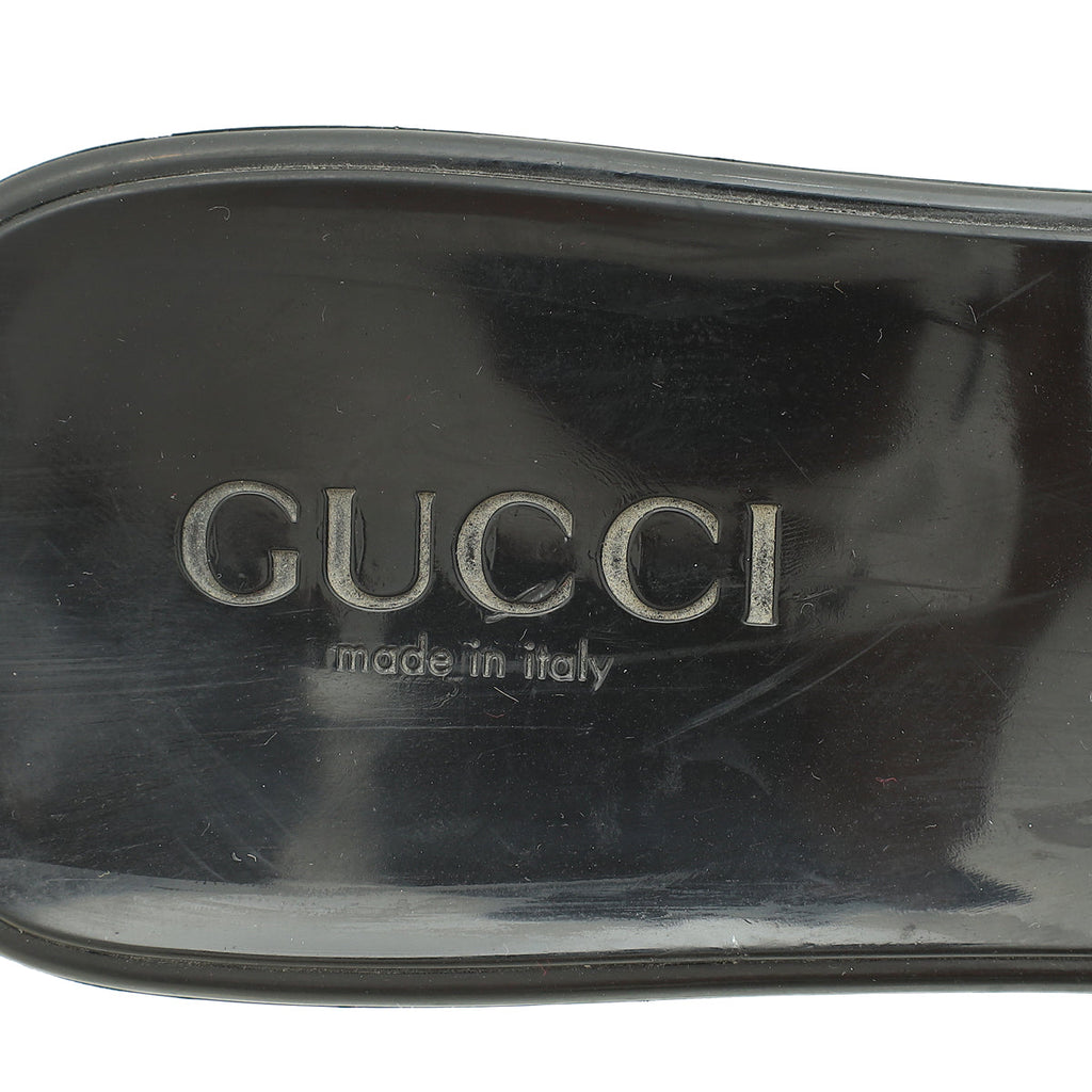 Gucci Black Logo Slide Rubber Sandals 38