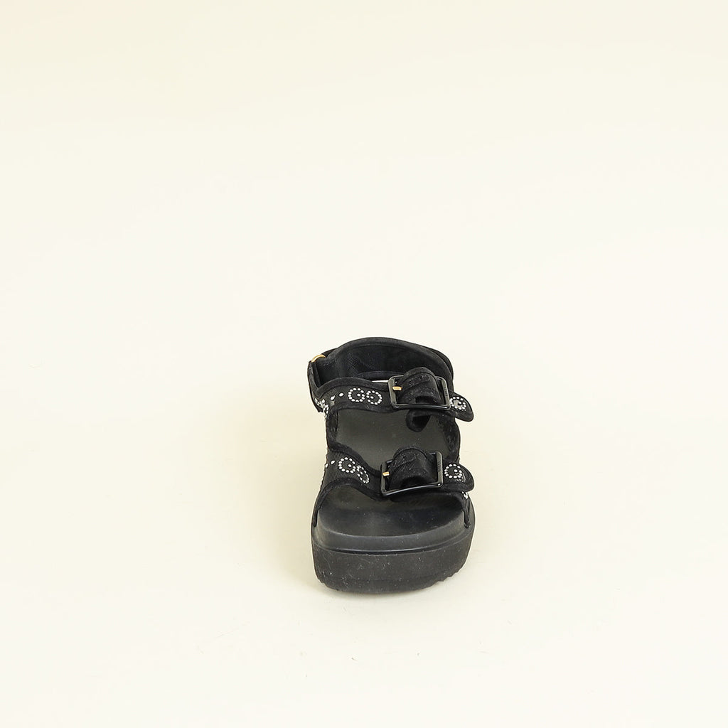 Gucci Black Crystal GG Dad Sandals 38