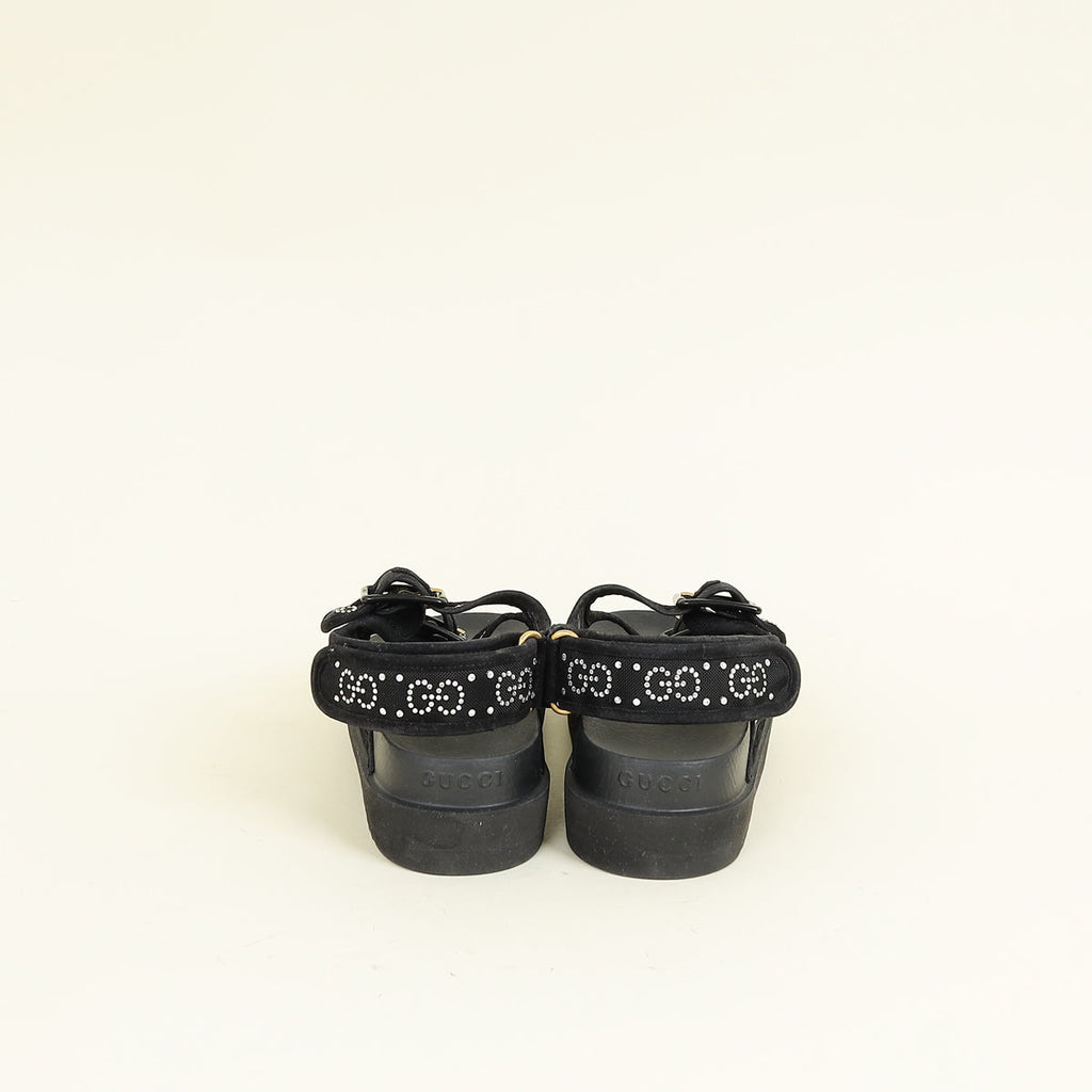 Gucci Black Crystal GG Dad Sandals 38