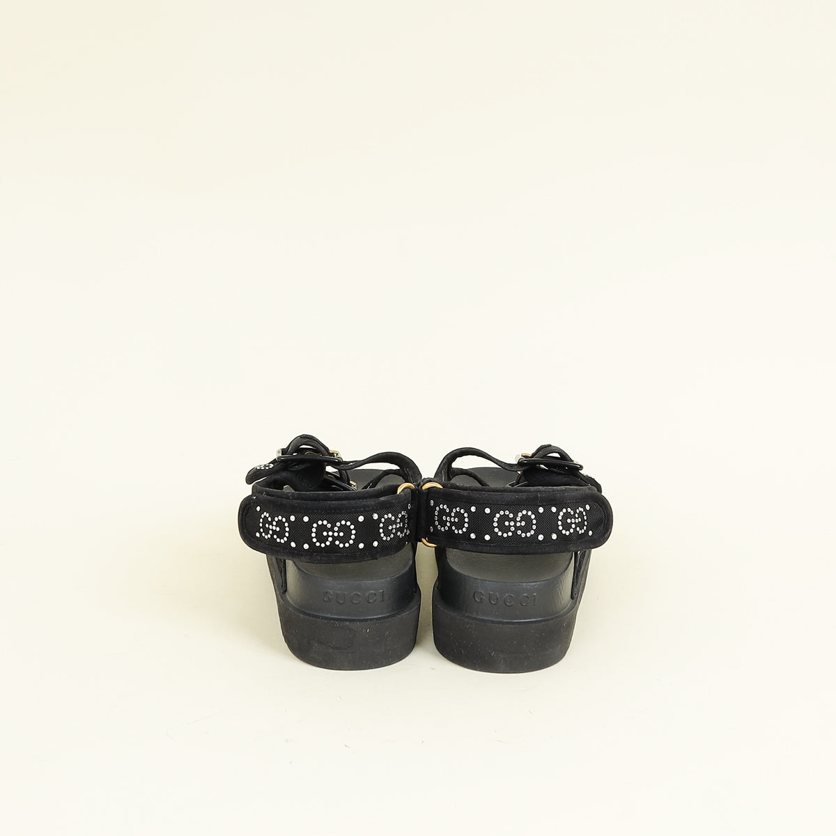 Gucci Black Crystal GG Dad Sandals 38