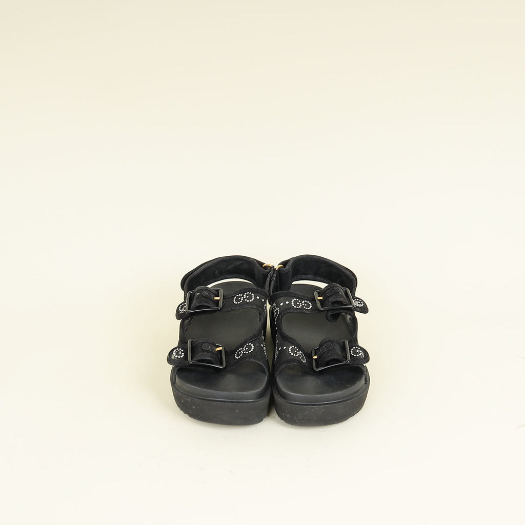 Gucci Black Crystal GG Dad Sandals 38