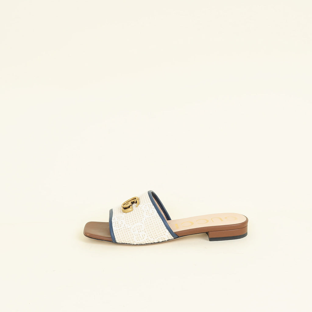 Gucci Bicolor GG Crochet Slide Sandal 39.5