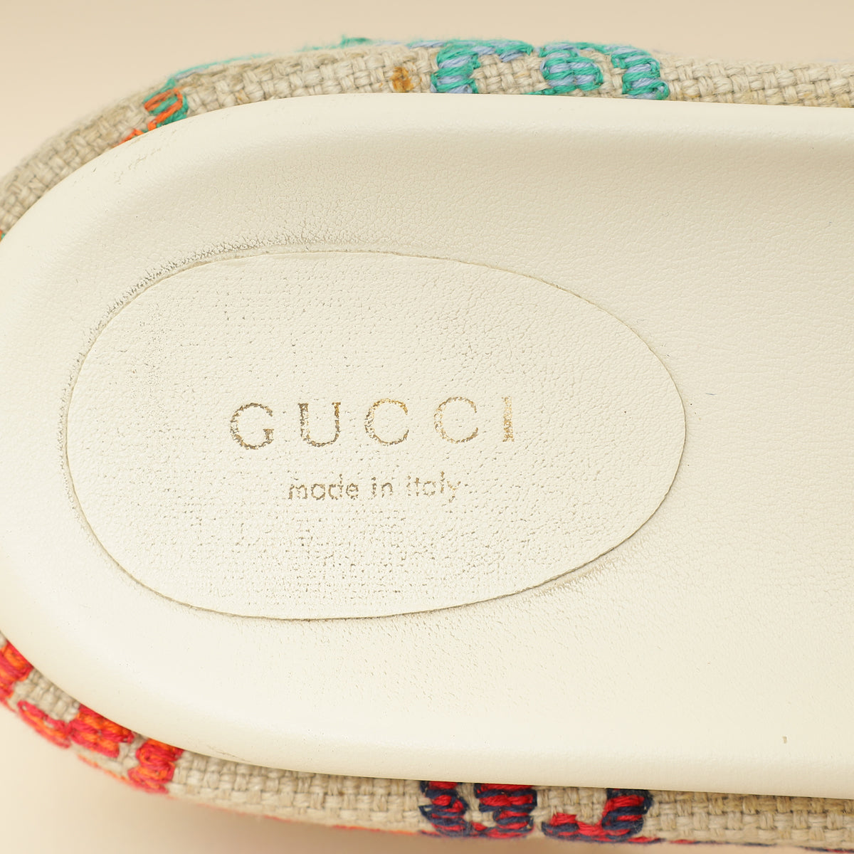 Gucci Beige GG Multicolor Jacquard Platform Slide 39