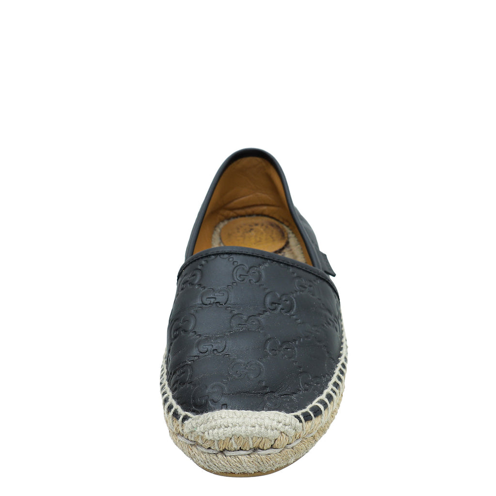 Gucci Black Guccissima Espadrille Flats 39