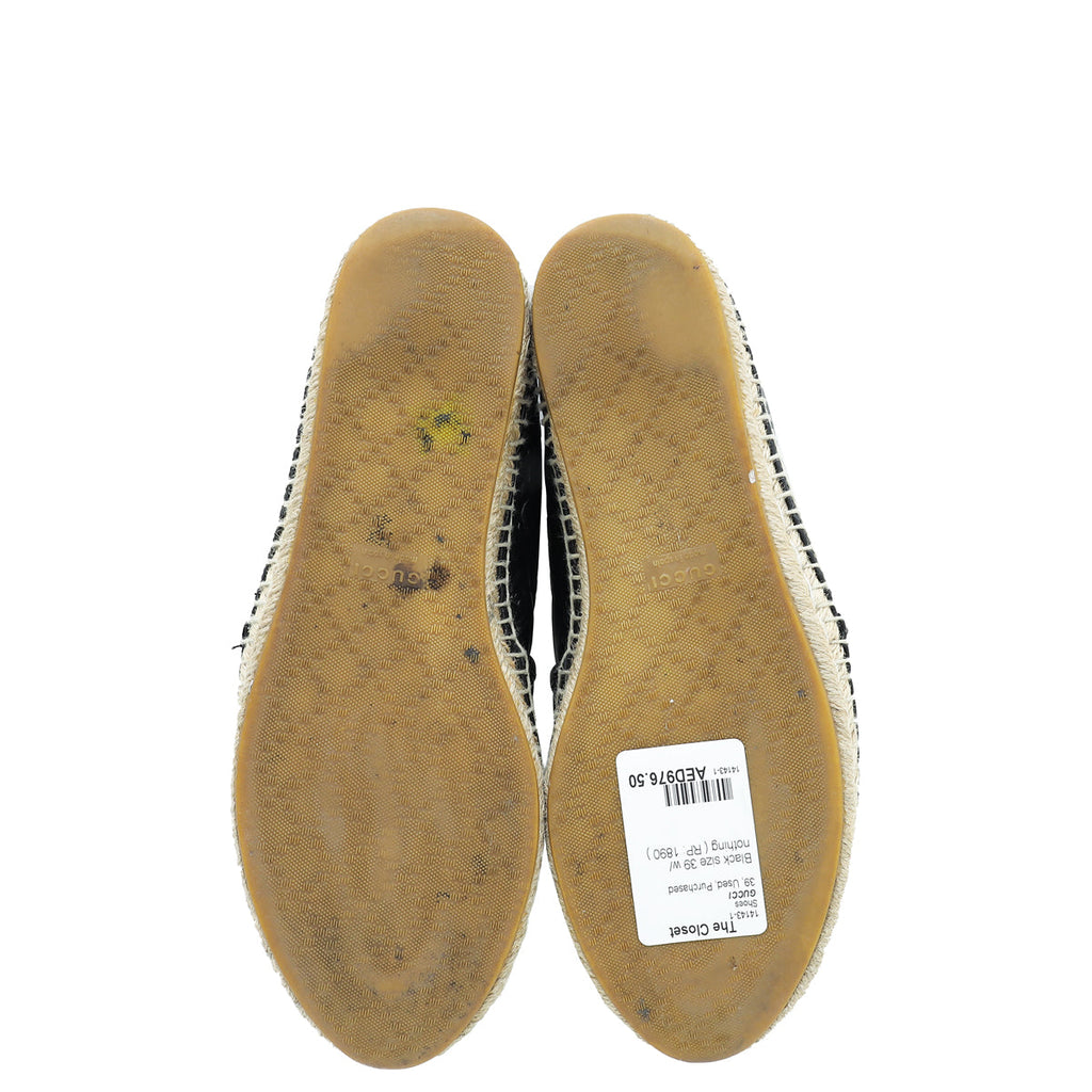 Gucci Black Guccissima Espadrille Flats 39