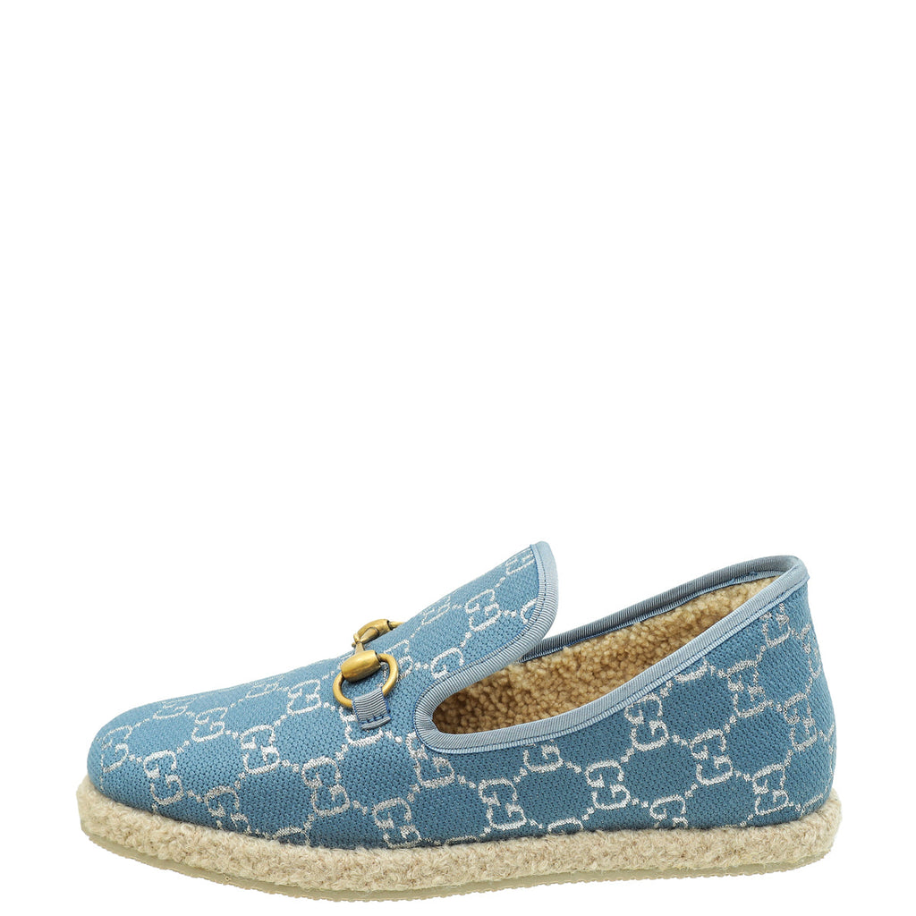 Gucci Denim Blue GG Fria Horsebit Loafers 39