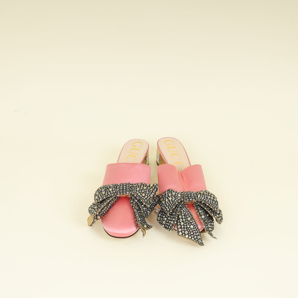 Gucci Pink Shoes Accent Bow Mules 39
