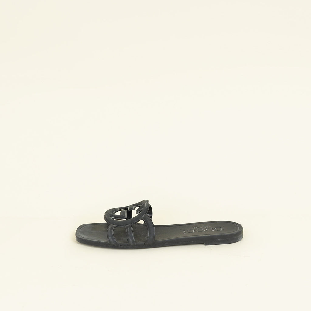 Gucci Black Interlocking G Slide Sandal 39