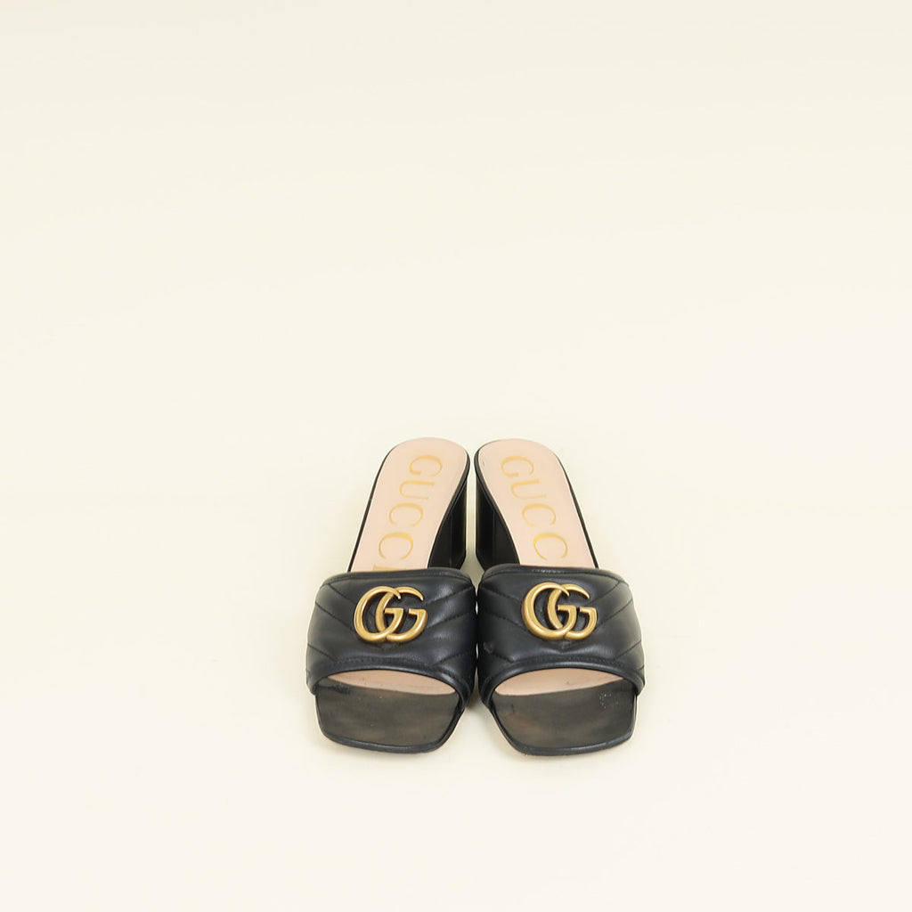 Gucci Black Double G Slide Sandals 39