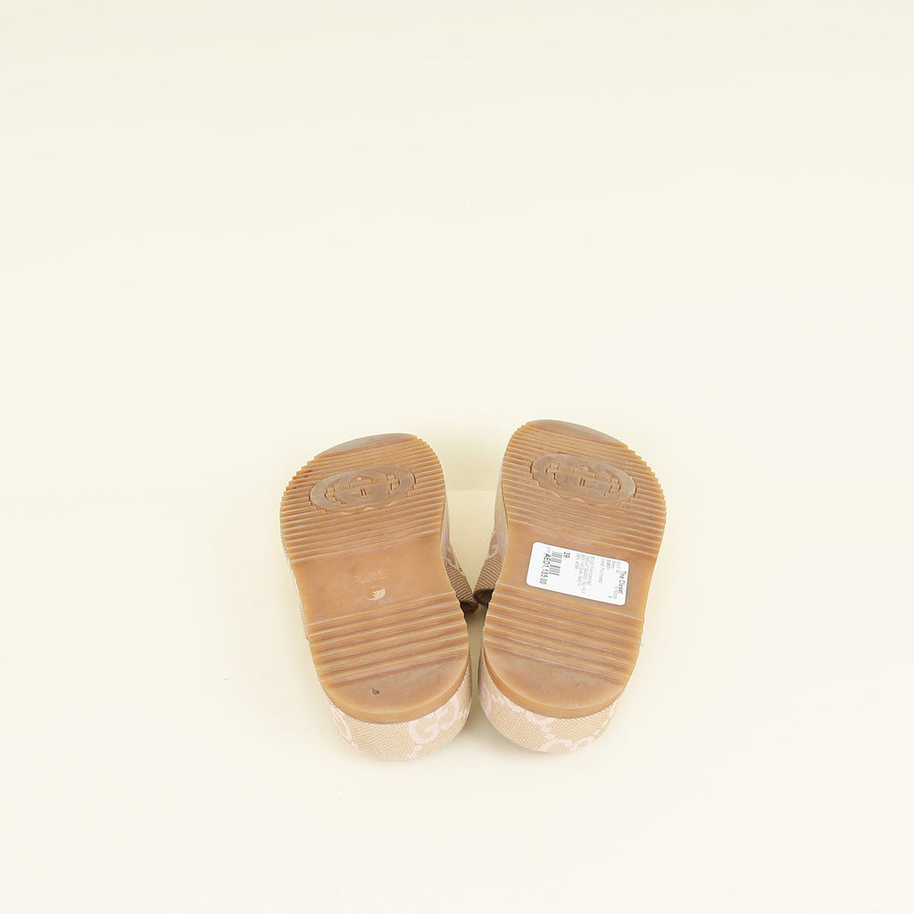 Gucci Beige Pink Jumbo GG Platform Slide Sandal 39