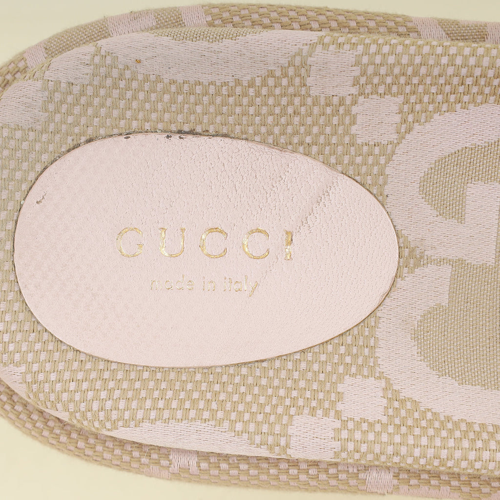 Gucci Beige Pink Jumbo GG Platform Slide Sandal 39