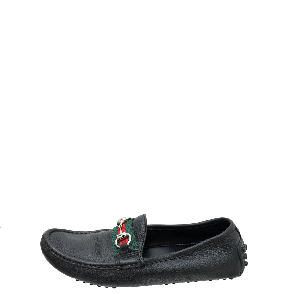 Gucci Black Web Horsebit Loafers 39