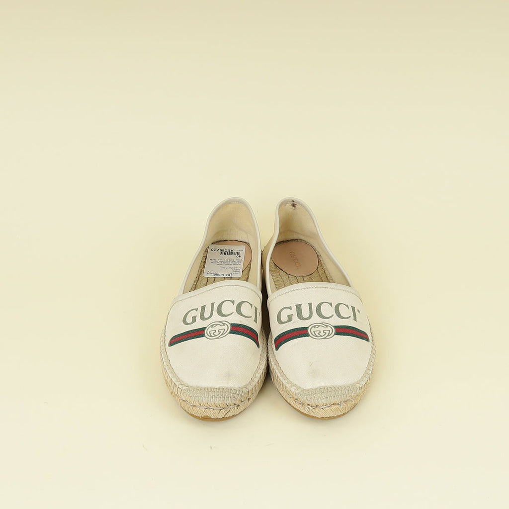 Gucci Greggio Grege Logo Flat Espadrille 40