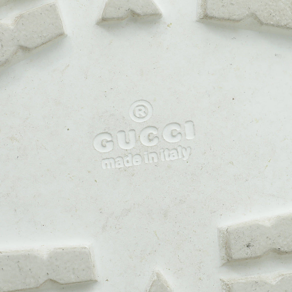 Gucci White Men's Web Rubber Slide Sandals 9