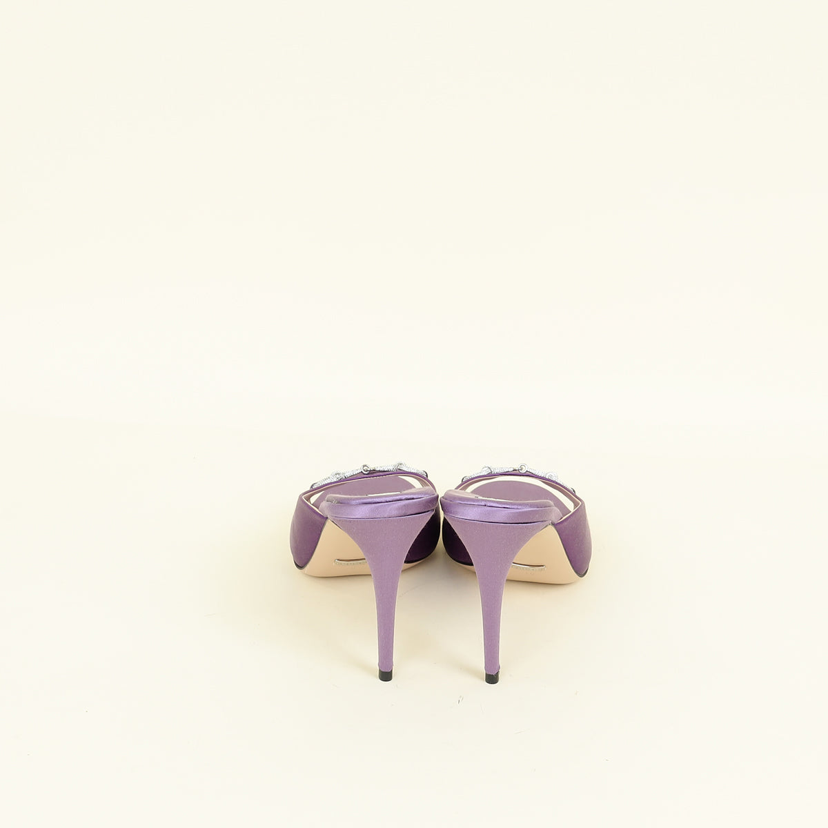 Gucci Purple Horsebit Crystal Satin Mules 42