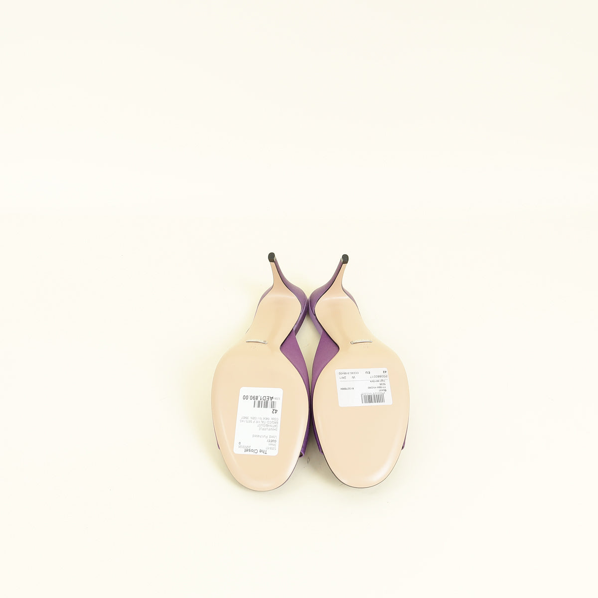 Gucci Purple Horsebit Crystal Satin Mules 42