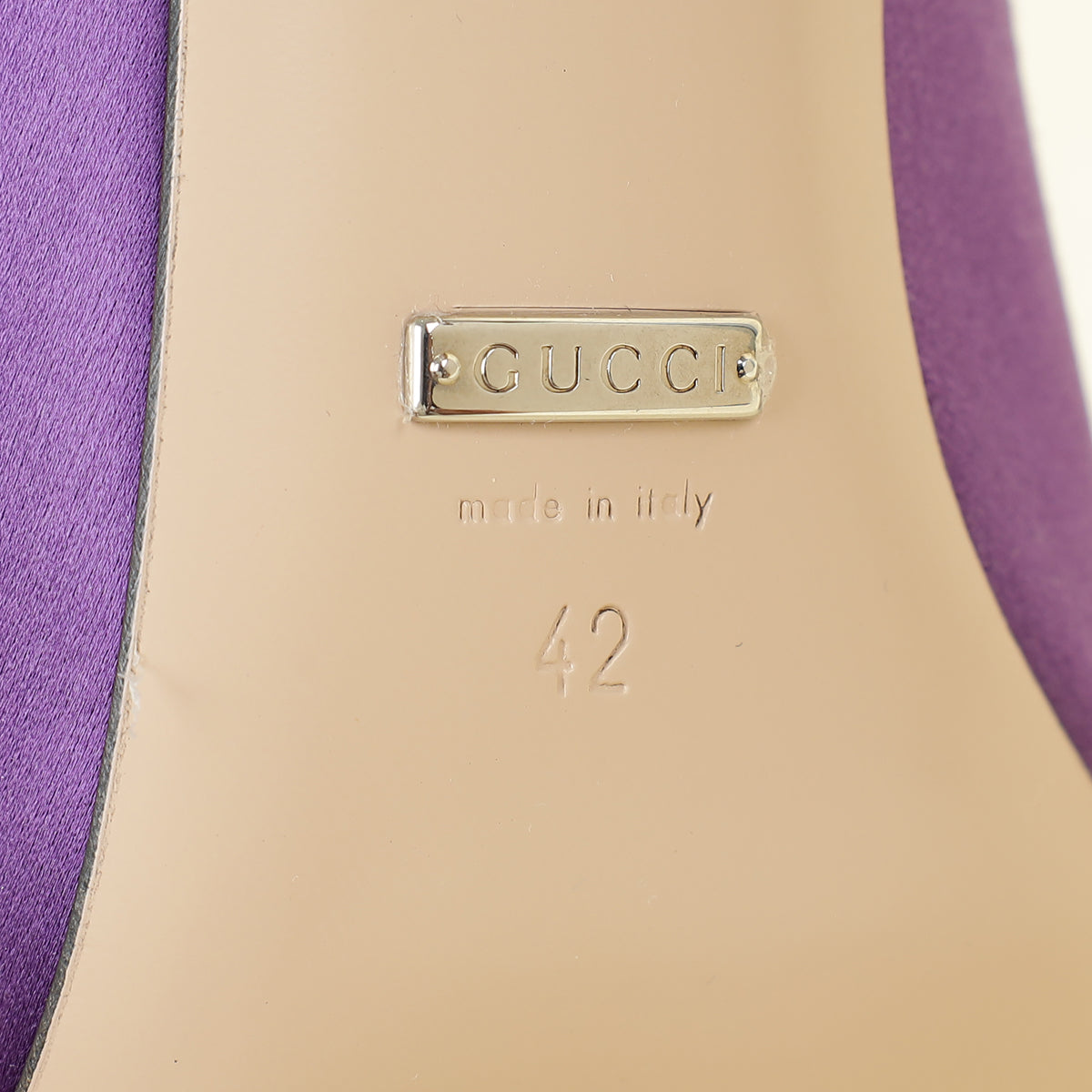 Gucci Purple Horsebit Crystal Satin Mules 42