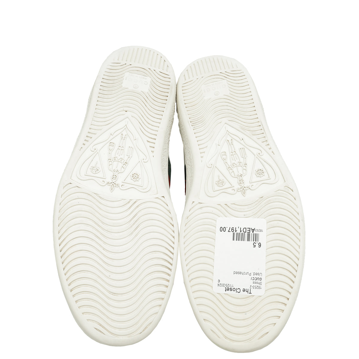 Gucci White Ace Bee Embroidered Men's Sneakers 6.5