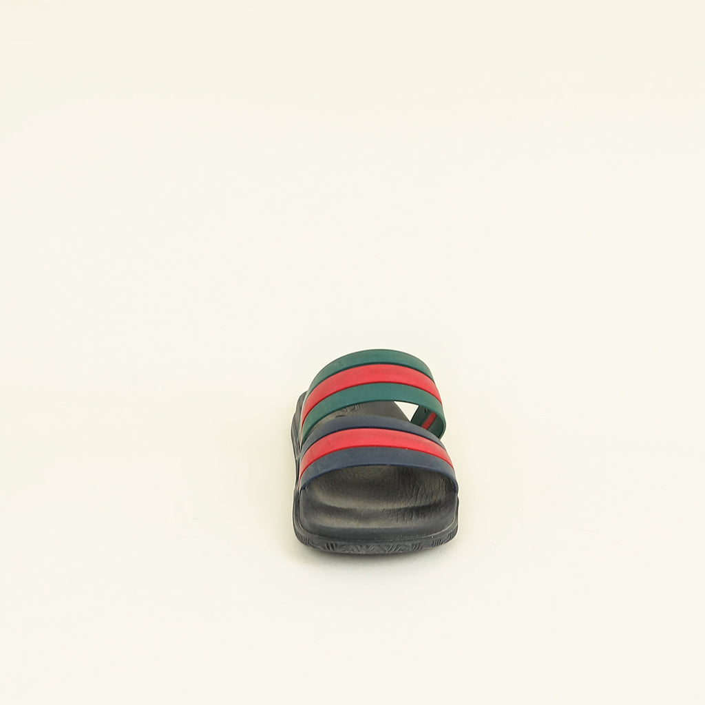 Gucci Tricolor Web Agrado Rubber Double Strap Stripe Sandal 6