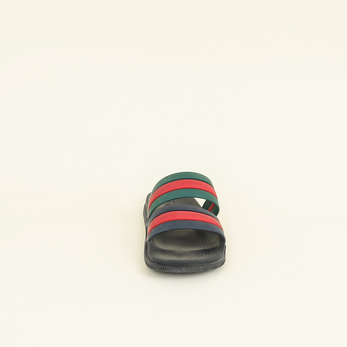 Gucci Tricolor Web Agrado Rubber Double Strap Stripe Sandal 6